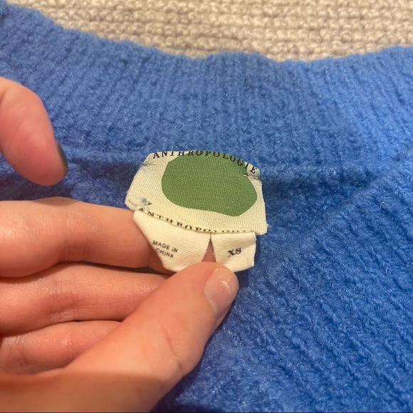 Anthropologie Clayton Chunky Wool V-Neck Sweater (XS) - Blue - Picture 7 of 7